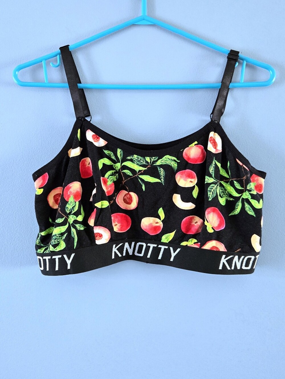 Knotty Peach Print Crop Bralette - XL